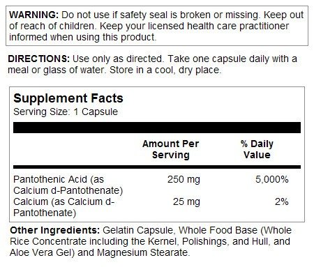 Solaray Pantothenic Acid 250mg 100 Capsule