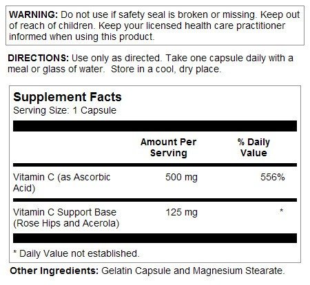 Solaray Vitamin C 500mg 100 Capsule