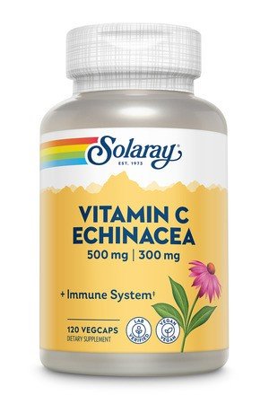 Vitamin C with Echinacea | Solaray | 500 milligrams Vitamin C | 300 milligrams Echinacea | Immune System | Vegan | Dietary Supplement | 120 VegCaps | Capsules | VitaminLife