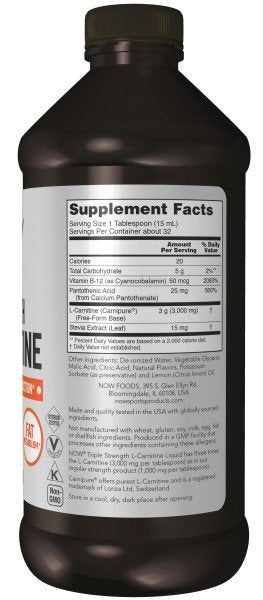 Now Foods Triple Strength L-Carnitine Liquid 3,000 mg 16 oz Liquid