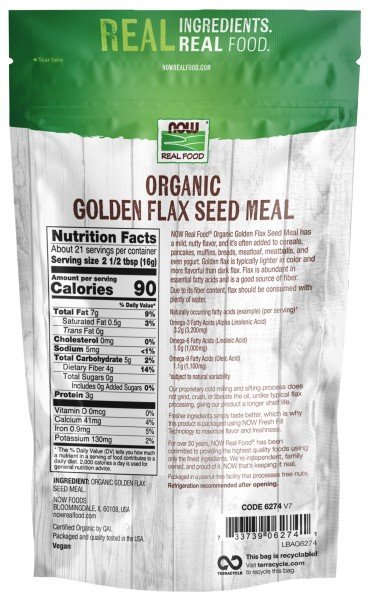 Now Foods Organic Golden Flax Meal 12 oz (340 g) Powder