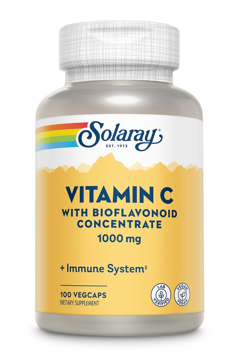 1000 milligrams Vitamin C with Bioflavonoid Concentrate | Solaray | Vitamin C as Ascorbic Acid, Rose Hips, Acerola Cherry | Immune System | Vegan | Dietary Supplement | 100 VegCaps | VitaminLife