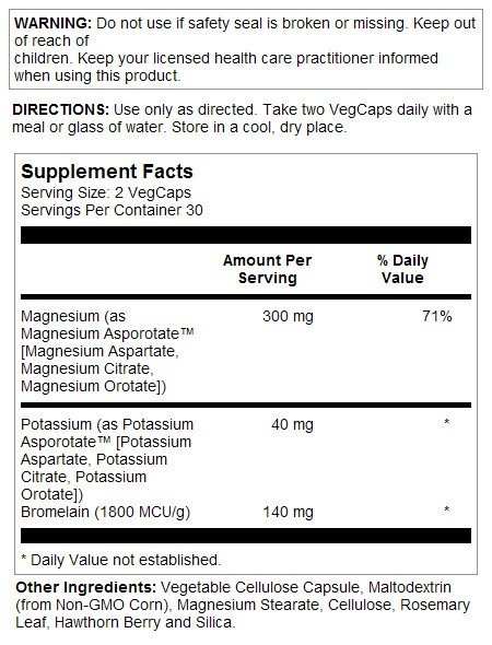 Solaray Magnesium and Potassium Asporotate 60 VegCaps