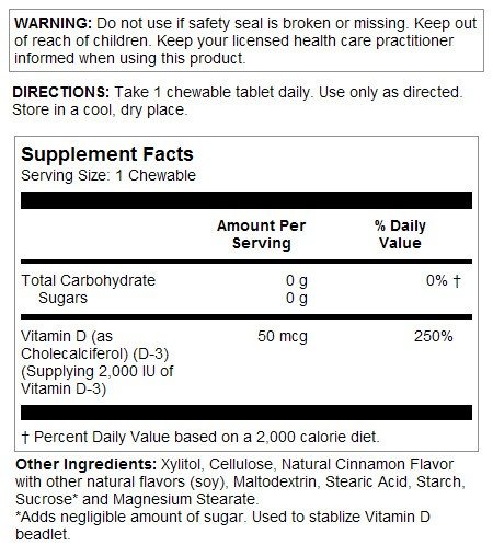 Kal D-3 50 mcg (2000IU) 200 Chewable