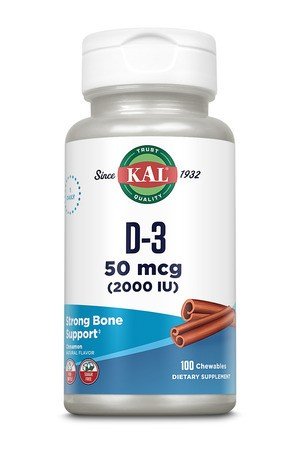 Kal D-3 Sugarless Chewables Cinnamon 50 MCG (2,000 iu) 100 Chewable