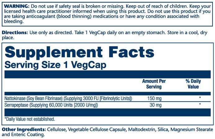 Solaray Nattokinase &amp; Serrapeptase 30 VegCap