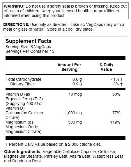 Solaray Cal-Mag Citrate 2:1 ratio with Vitamin D 2 90 VegCap