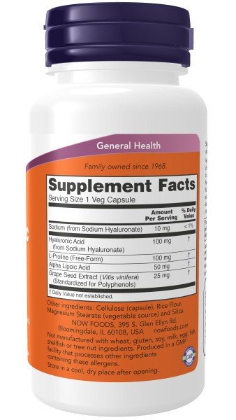 Now Foods Hyaluronic Acid 100 mg 60 VegCap