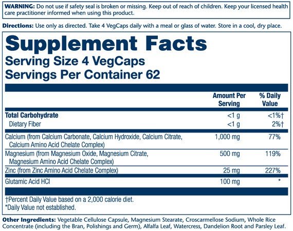 Solaray Calcium, Magnesium, Zinc 250 VegCaps