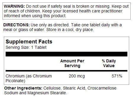 Solaray Chromium Picolinate 200mcg 50 Tablet