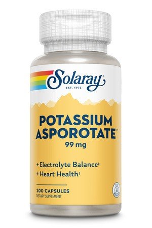 Potassium Asporotate | Solaray | Electrolyte Balance | Heart Health | 99 milligrams Potassium Asporotate | Dietary Supplement | 200 Capsules | VitaminLife