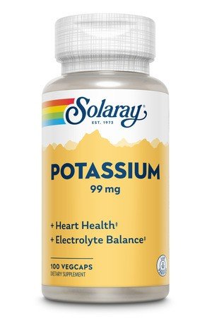 Potassium | Solaray | Heart Health | Electrolyte Balance | 99 milligrams Potassium as Potassium Amino Acid Complex | Dietary Supplements | 100 VegCaps | Capsules | VitaminLife