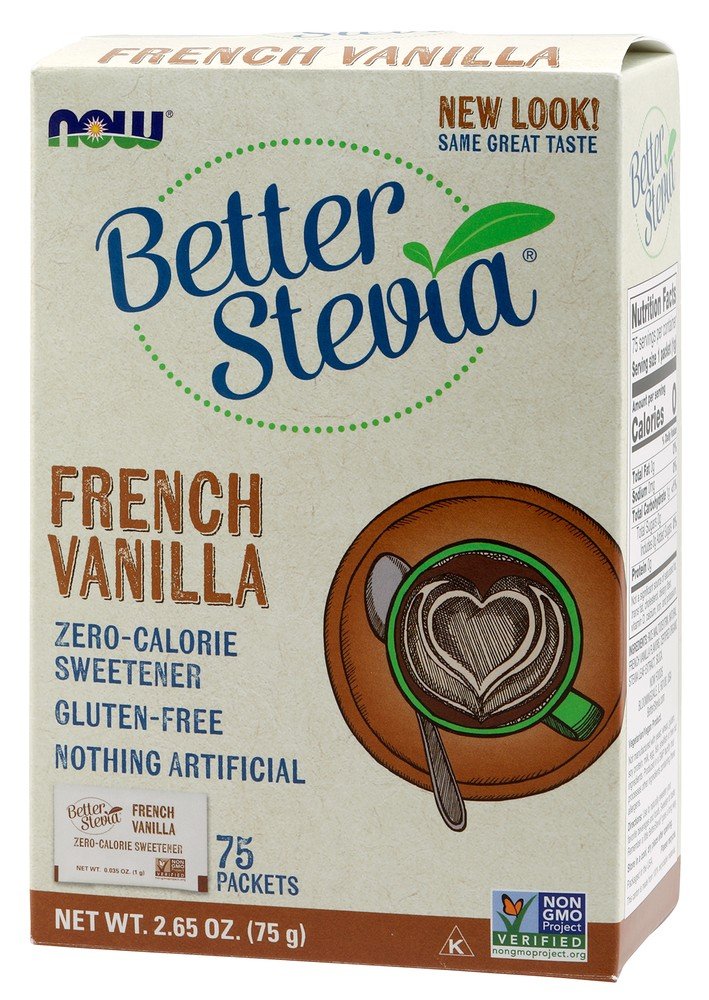Now Foods Better Stevia French Vanilla 75 Packets Powder