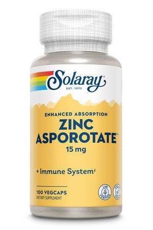 15 milligrams Zinc Asporotate | Solaray | Immune System | Dietary Supplement | 100 VegCaps | Capsules | VitaminLife