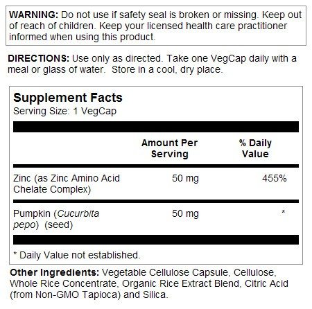 Solaray Zinc 50mg 100 Veg Cap