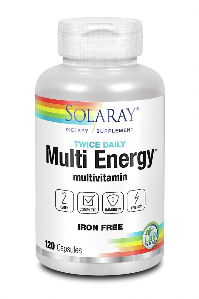 Solaray Twice Daily (Iron Free) Multi-Energy Multi-Vita-Min 120 Capsule