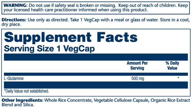 Solaray L-Glutamine 500mg 100 VegCaps