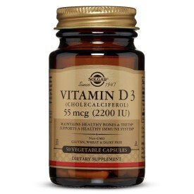 55 micrograms Vitamin D3 Cholecalciferol | Solgar | Bone Health | Tooth Health | Immune System Health | Non GMO | Gluten Free | Wheat Free | Dairy Free | Dietary Supplement | 50 Vegetable Capsules | VitaminLife