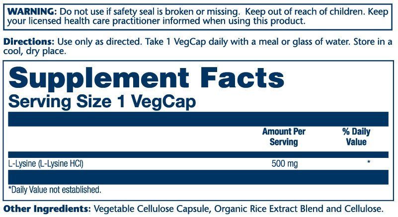 Solaray Free-Form L-Lysine 500mg 60 VegCaps