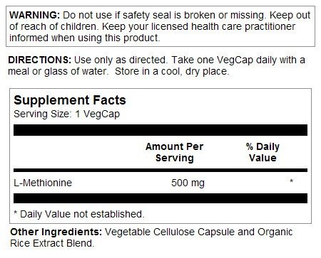 Solaray Free-Form L-Methionine 500mg 30 VegCaps