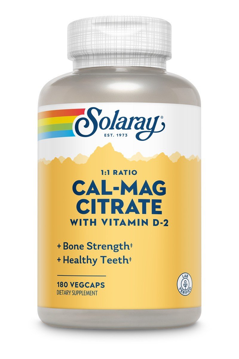Solaray Cal Mag Citrate w/Vitamin D 1:1 180 VegCap