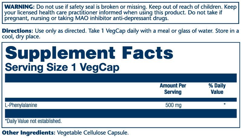 Solaray Free-Form L-Phenylalanine 500mg 60 Capsule