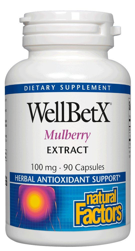 WellBetX Mulberry Extract | Natural Factors | Herbal Antioxidant Support | Dietary Supplement | 90 Capsules | VitaminLife