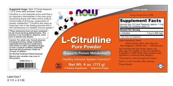 Now Foods L-Citrulline Pure 4 oz Powder