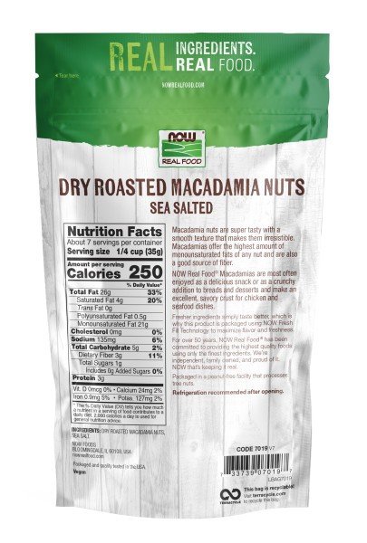 Now Foods Macadamia Nuts Roasted and Salted 9 oz Bag