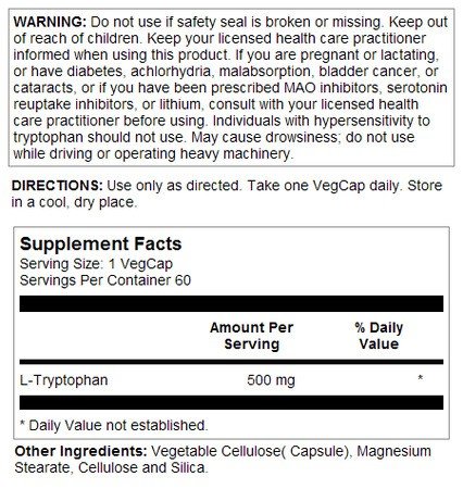 Natural Balance L-Tryptophan 500 mg 60 VegCap