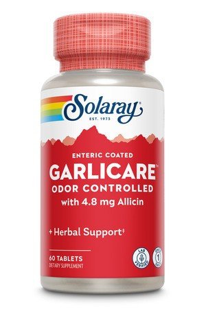 Garlicare | Solaray | 4.8 milligrams Allicin | Enteric Coated | Oder Controlled | Herbal Support | Dietary Supplement | 60 Tablets | VitaminLife