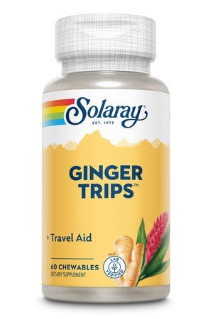 Ginger Trips | Solaray | Immune Support | Travel Aid | Dietary Supplement | 60 Chewables | VitaminLife