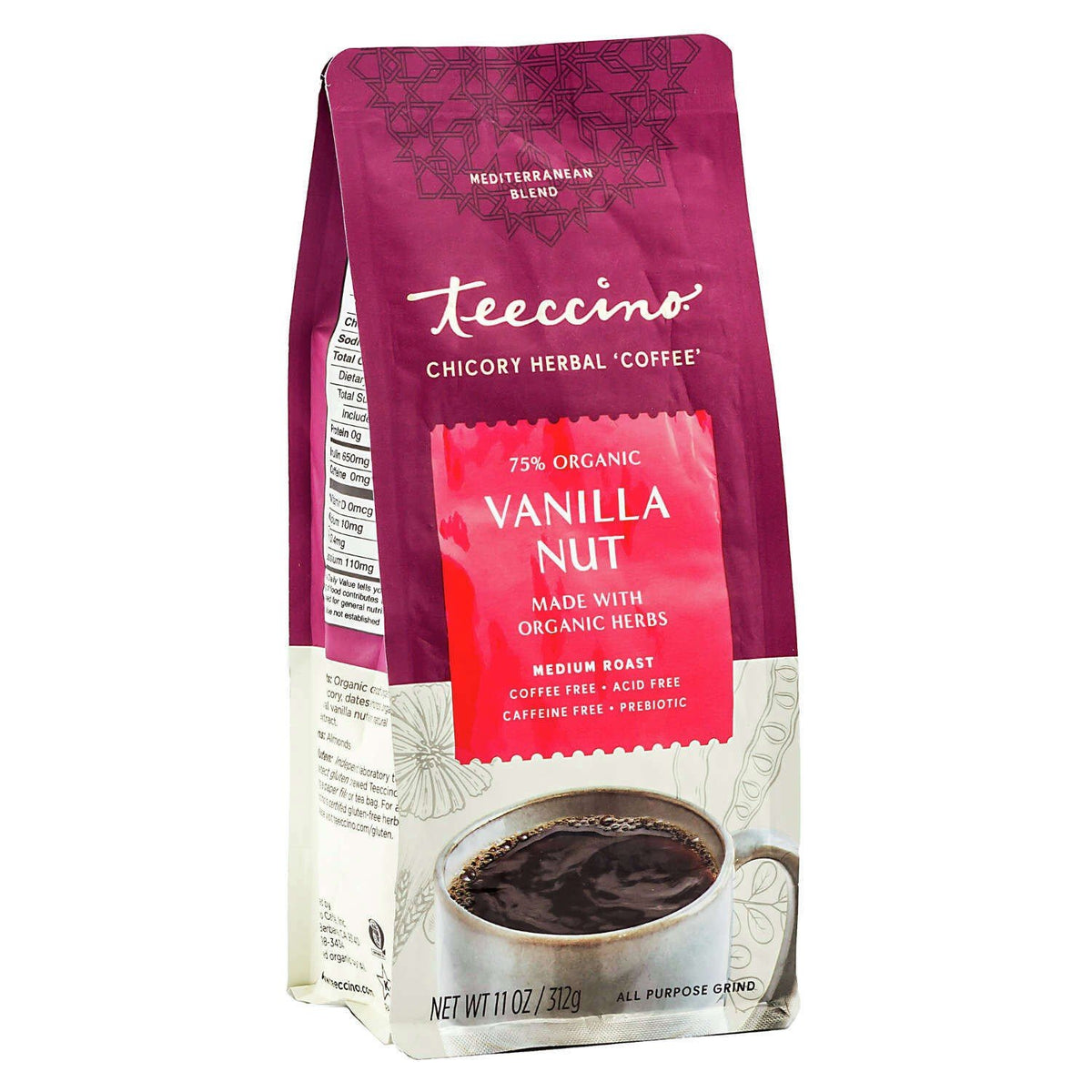 Teeccino Herbal Coffee Vanilla Nut 11 oz Powder