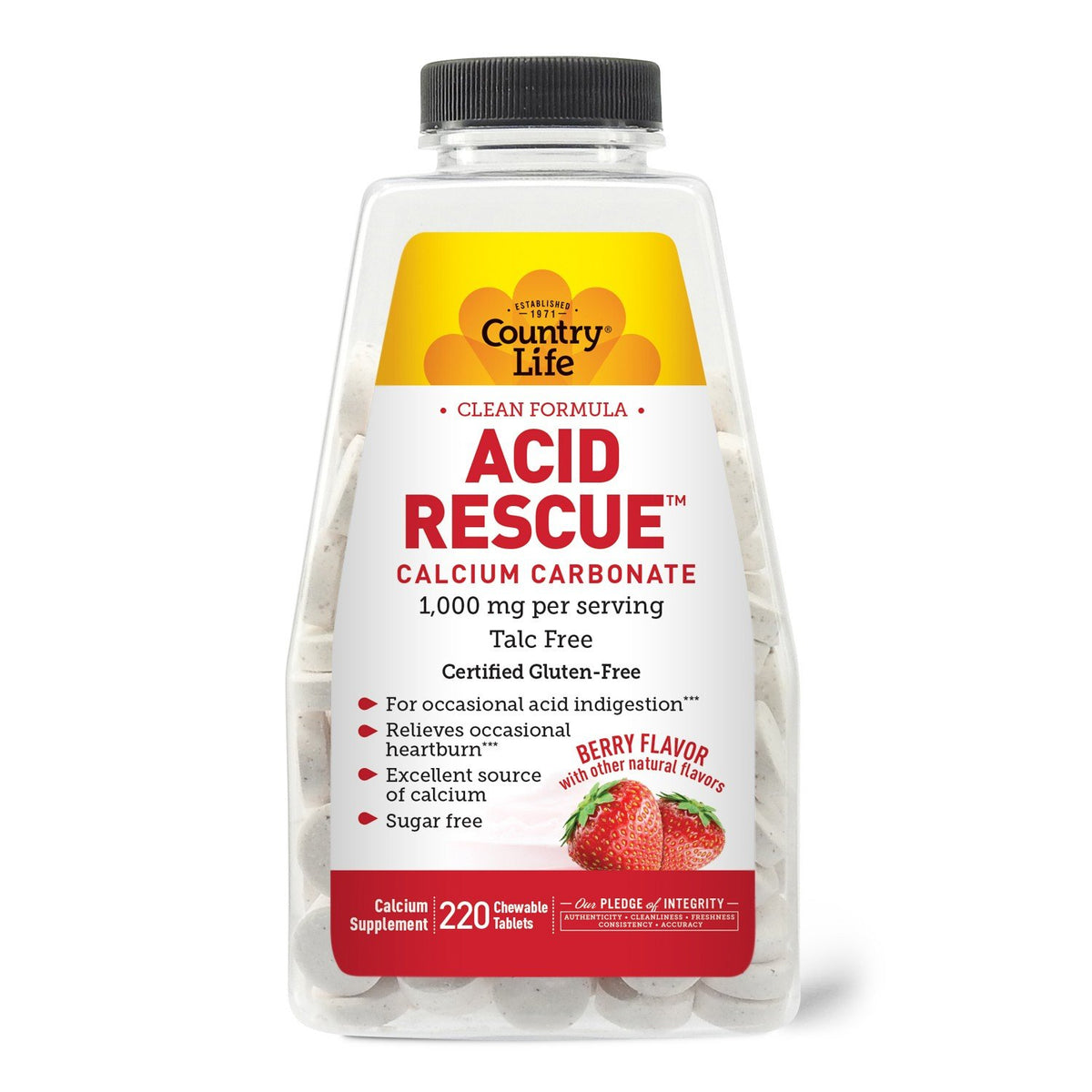 Country Life Acid Rescue Berry 220 Chewable