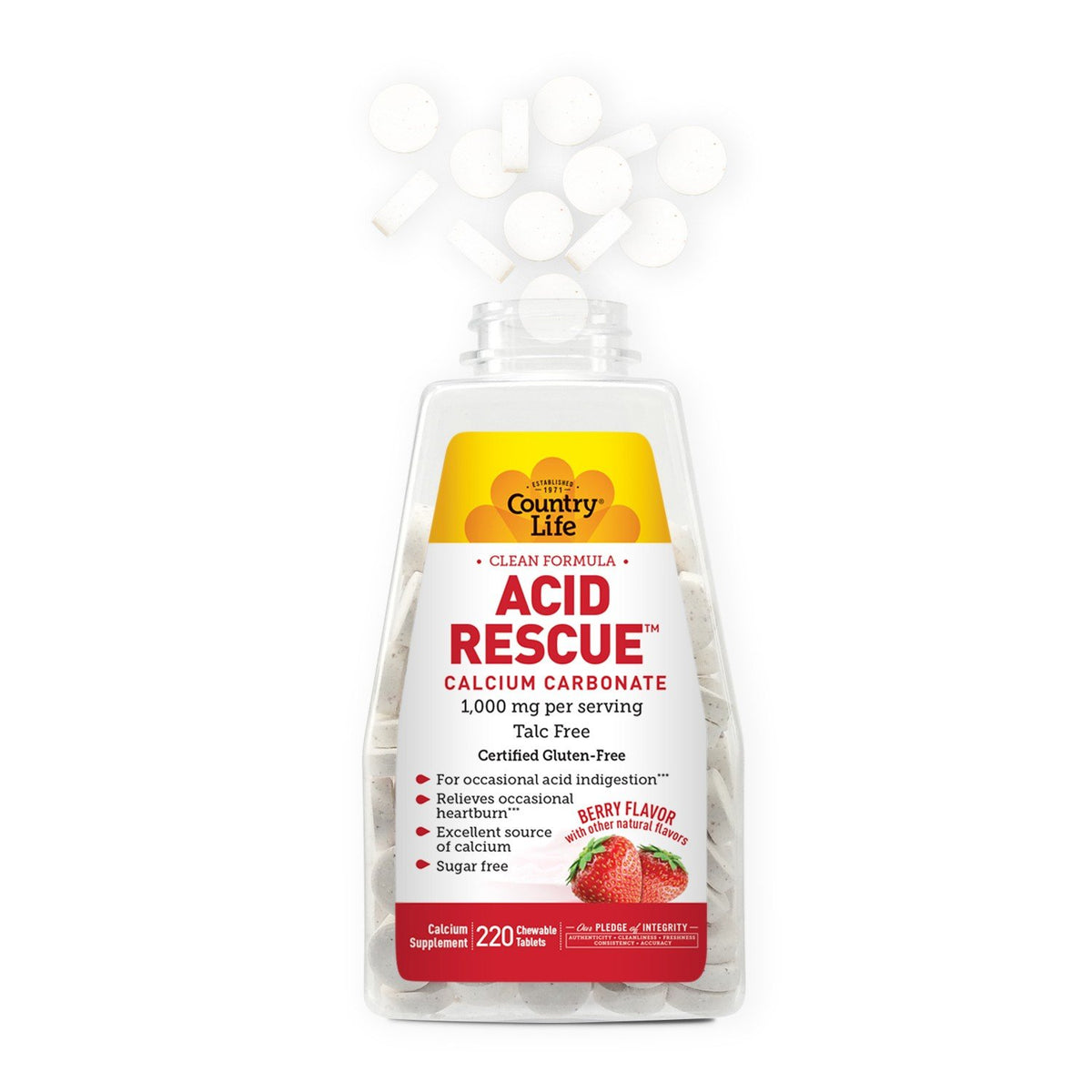 Country Life Acid Rescue Berry 220 Chewable