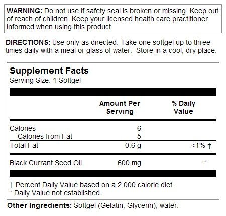 Solaray Black Currant Seed Oil 600 mg 90 Softgel