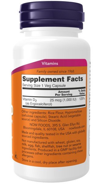 Now Foods Vitamin D 1000 IU Dry Veg 120 VegCap