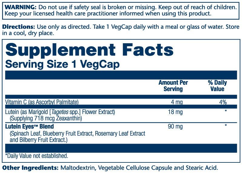 Solaray Lutein Eyes 18mg 30 VegCaps