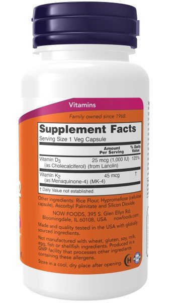 Now Foods Vitamin D3 &amp; K2 120 VegCap