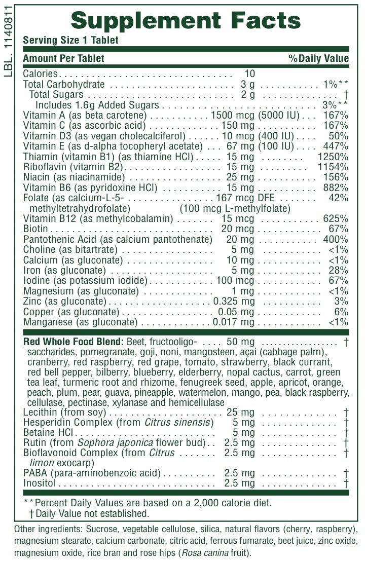 Nature&#39;s Plus Adult&#39;s Multi-Vitamin Exotic Red Fruits 60 Chewable Tablet