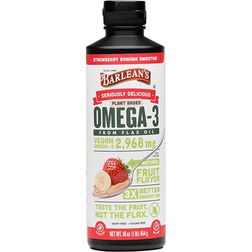 Barlean's Seriously Delicious Omega-3 Flax Strawberry Banana Smoothie 16 oz Liquid