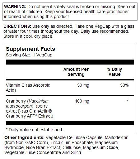 Solaray CranActin Cranberry Extract No Alcohol 120 VegCap