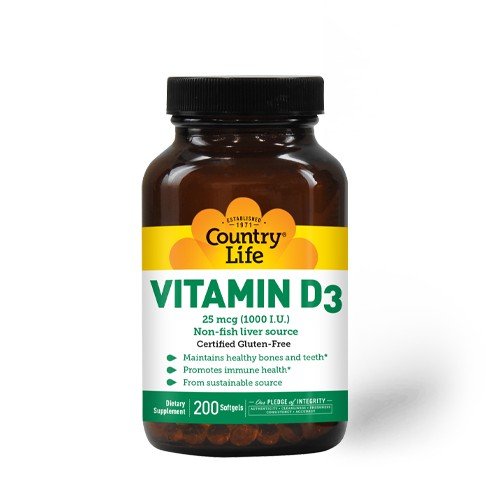 Country Life Vitamin D3 1,000 IU Non-fish liver source 200 Softgel