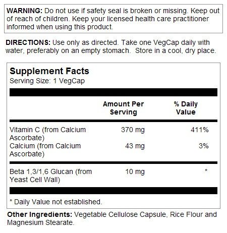 Solaray Beta Glucan with Vitamin C 10mg 60 VegCaps