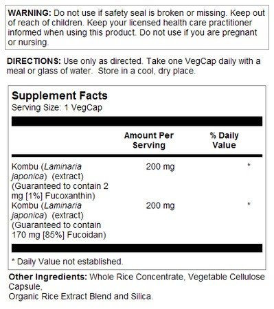 Solaray KOMBU 1% Fucoxanthin &amp; 85% Fucoidans 30 VegCap