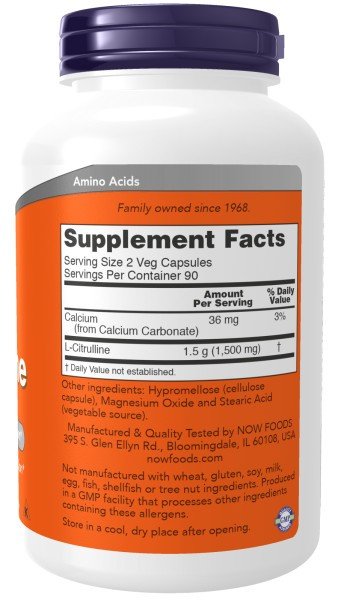 Now Foods L-Citrulline 750 mg 180 Capsule