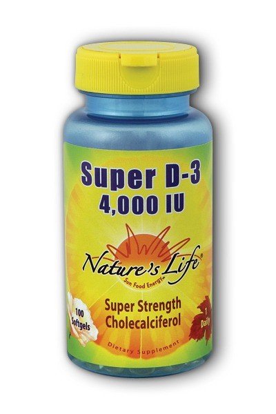 Super D-3 | Nature's Life | Vitamin D3 | 4000 IU Cholecalciferol | 1 Daily | Dietary | 100 Softgels | VitaminLife