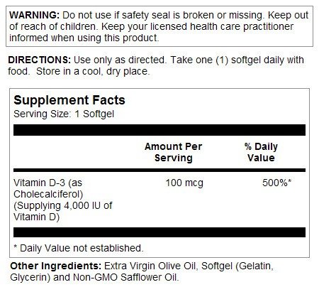 Natures Life Super D-3 4,000 IU 100 Softgel