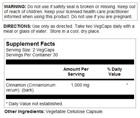 Solaray Cinnamon 500 mg 60 VegCap