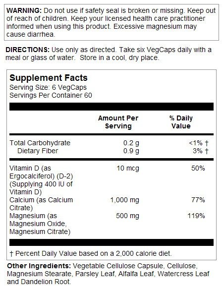 Solaray Cal-Mag Citrate 2:1 ratio with Vitamin D 2 360 VegCap